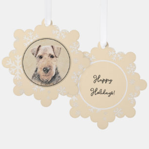 Welsh Terrier Painting - Cute Original Dog Art Ornament Card