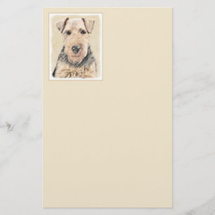 Welsh Terrier Painting - Cute Original Dog Art Stationery