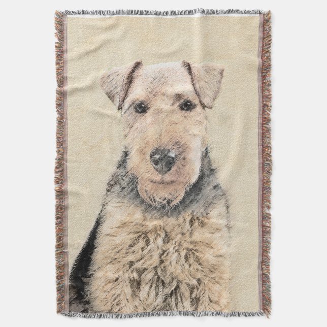Welsh Terrier Painting - Cute Original Dog Art Throw Blanket (Front Vertical)