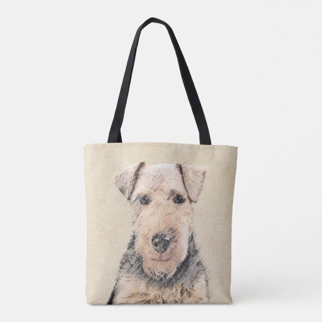 Welsh Terrier Painting - Cute Original Dog Art Tote Bag (Back)