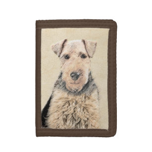 Welsh Terrier Painting - Cute Original Dog Art Tri-fold Wallet