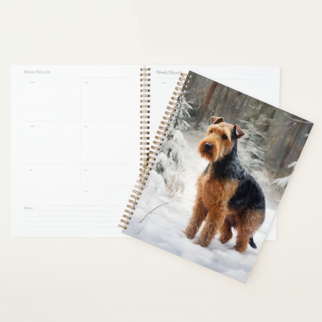 Welsh Terrier Qu'il neige Noël (Devant avec enveloppe)