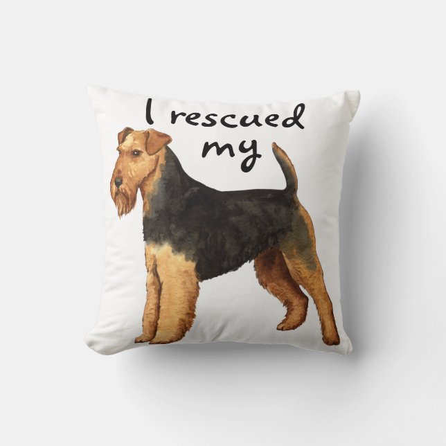 Welsh Terrier Rescue Throw Pillow (Front)