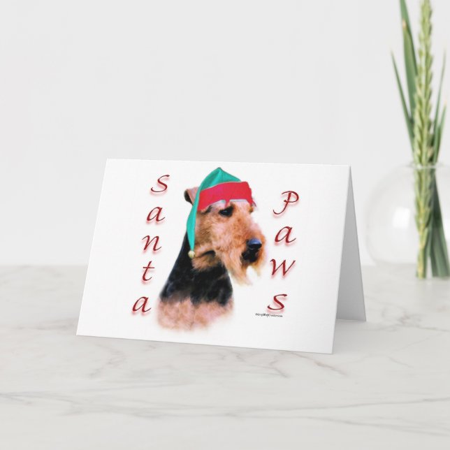 Welsh Terrier Santa Paws Holiday Card (Front)