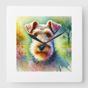 Welsh Terrier Serenity 300824AREF117 - Watercolor Square Wall Clock