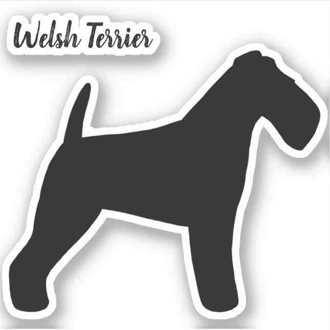 Welsh Terrier Silhouette Dog Breed Vinyl Sticker (Front)
