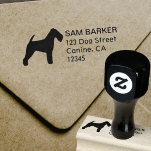 Welsh Terrier Silhouette Return Address Rubber Stamp