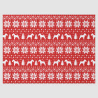 Welsh Terrier Silhouettes Christmas Pattern Red