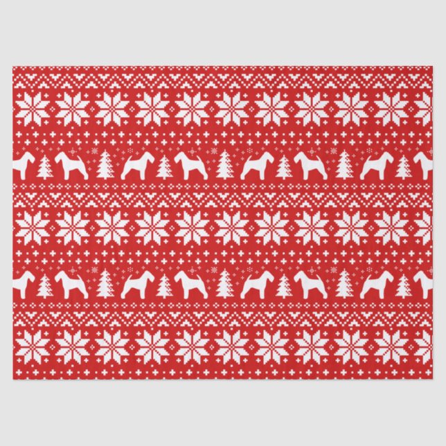Welsh Terrier Silhouettes Christmas Pattern Red Tissue Paper (Front)