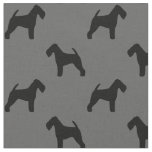 Welsh Terrier Silhouettes Grey and Black Patterned Fabric