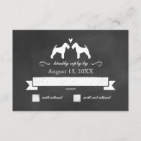 Welsh Terrier Silhouettes Mariage RSVP Réponse