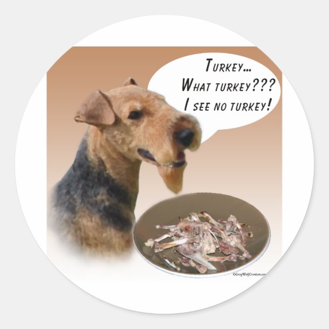 Welsh Terrier Turkey Classic Round Sticker (Front)