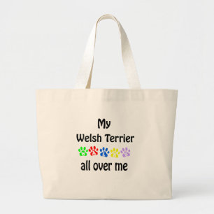 Welsh Terrier Walks Design Large Tote Bag