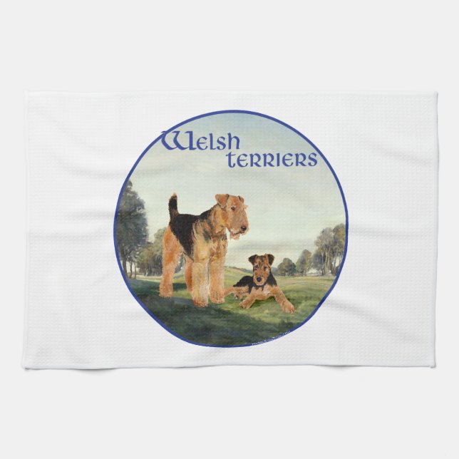 Welsh Terriers Kitchen Towel (Horizontal)