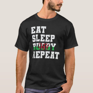 Welsh Wales Eat Sleep Rugby Repeat T-Shirt