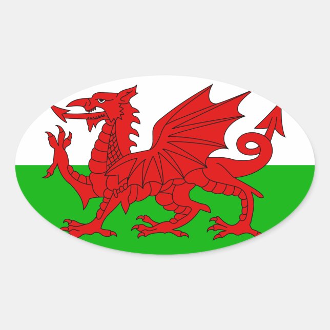 Welsh / Wales Flag - Cymru High Quality Image Oval Sticker (Front)