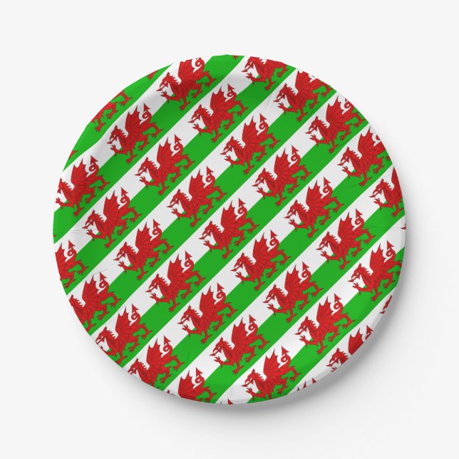 Welsh / Wales Flag - Cymru High Quality Image Paper Plate (Front)