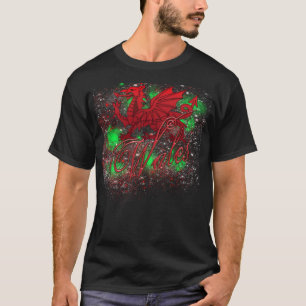 Welsh, Wales TShirt With Welsh Dragon Stars