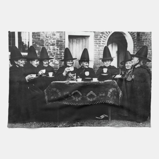 Welsh Witches Having Tea Crone Teatime           Kitchen Towel (Horizontal)