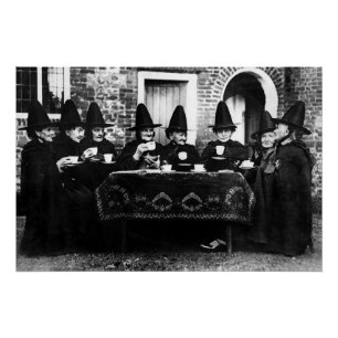 Welsh Witches Having Tea Crone Teatime Poster