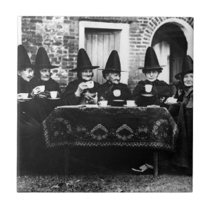 Welsh Witches Having Tea Crone Teatime   Tile