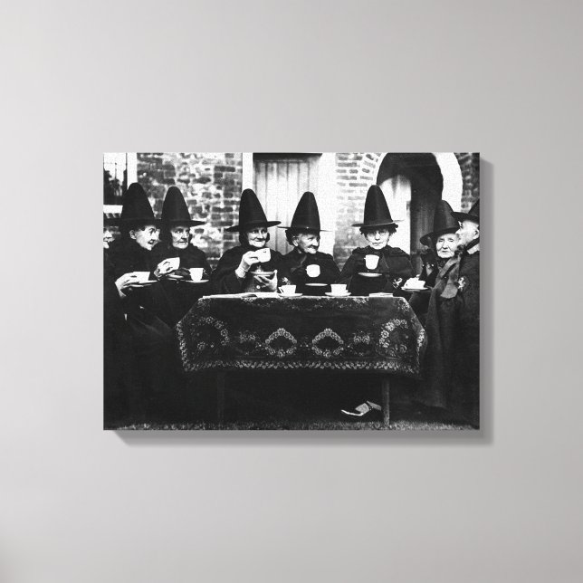 Welsh Witches - Tea Party Vintage Canvas Print (Front)