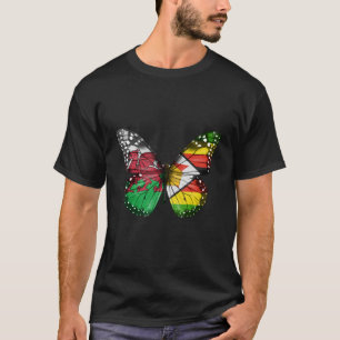 Welsh Zimbabwean Flag Butterfly T-Shirt