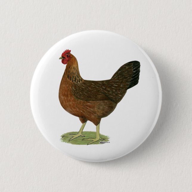 Welsummer Hen 2 Inch Round Button (Front)