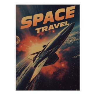 Weltall Reise-Retro Futurismus Poster