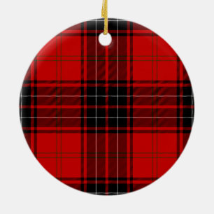 Wemyss tartan red black plaid ceramic ornament