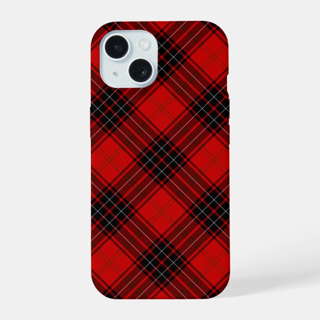 Wemyss tartan red black plaid iPhone 15 case (Back)