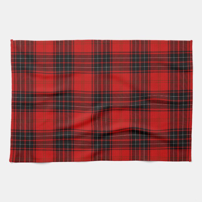 Wemyss tartan red black plaid kitchen towel (Horizontal)