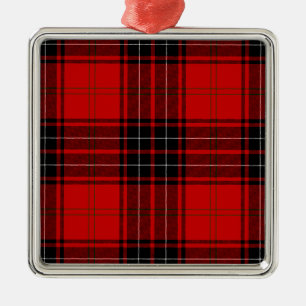 Wemyss tartan red black plaid metal ornament