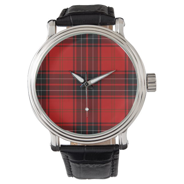 Wemyss tartan red black plaid watch (Front)