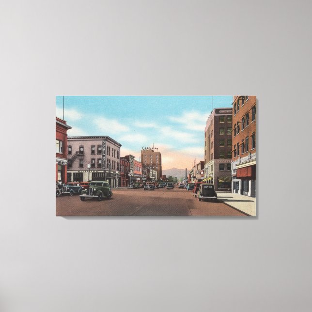 Wenatchee, WAStreet View of Wenatchee Ave. Canvas Print (Front)