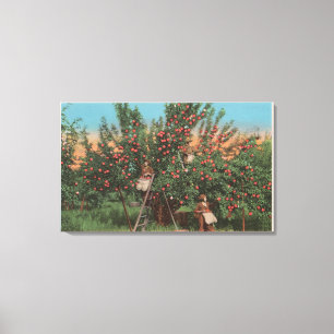 Wenatchee, WAView of Apple Orchard & Workers Canvas Print