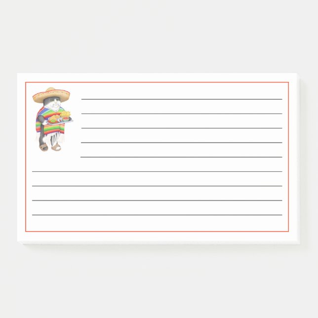 WENDELITO CAT 10"x6" Post It Notes + Lines (Front)