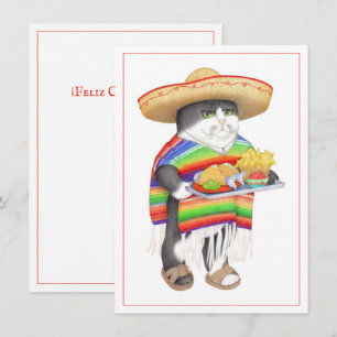 WENDELITO CAT Spanish Birthday Flat Note Card
