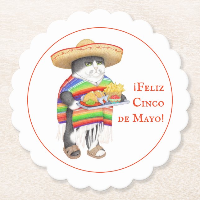 WENDELITO Cinco de Mayo ScallopRound Paper Coaster (Front)