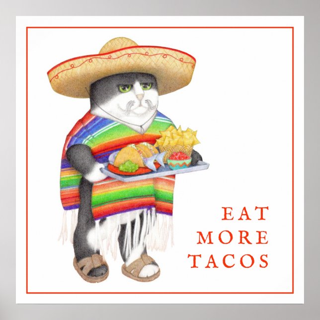 WENDELITO Eat More Tacos 12"x12" Poster (Front)