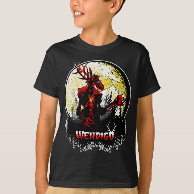 Wendigo; New Monster Skinwalker Cryptid Evil Horro T-Shirt (Front)