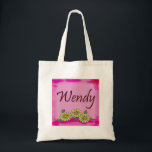 Wendy Daisy Bag<br><div class="desc">Personalized with the name Wendy on a pink background  with daisies.</div>
