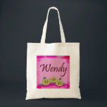 Wendy Daisy Bag<br><div class="desc">Personalized with the name Wendy on a pink background  with daisies.</div>