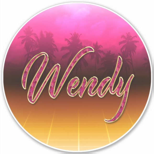 Wendy First Name Golden pink Sticker (Front)