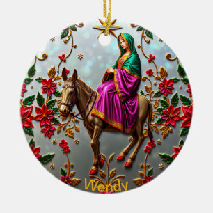 WENDY ~ Mary on the Donkey ~ Ceramic Ornament