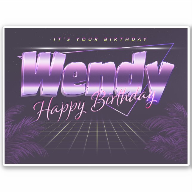 Wendy Name Prénom lila retro Sticker (Devant)