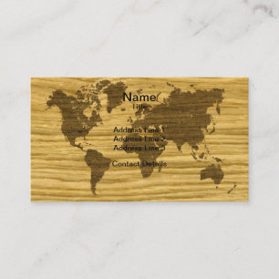 Wenge and Rift Oak World Map Business Card