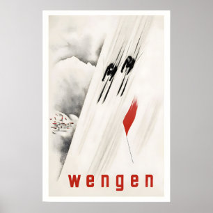 Wengen Grindelwald Switzerland Vintage Ski Poster