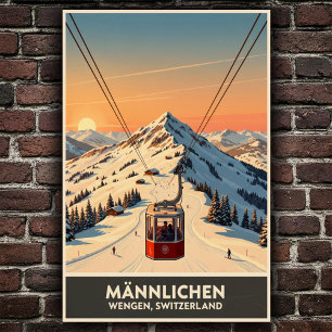 Wengen, Suisse : Poster Vintage voyage des années 