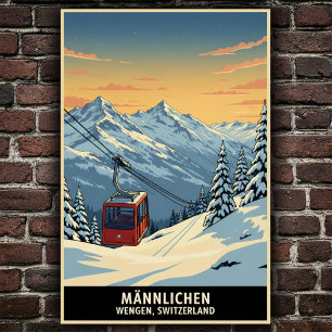 Wengen, Suisse : Poster Vintage voyage des années 